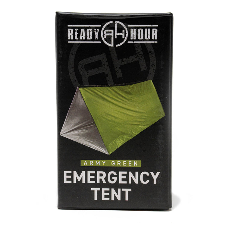 Army Green Nylon Emergency Tent with Survival Whistle by Ready Hour